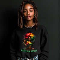 Rooted In Power CrewNeck Pullover Sweatshirt - Black Identity and Strength